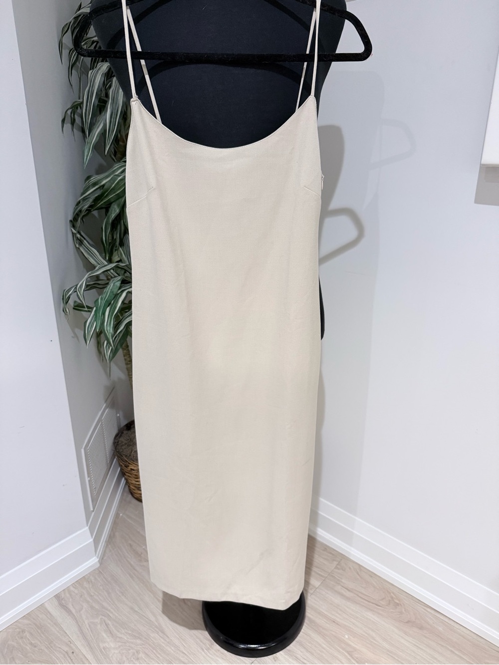 Zara Beige Slip Dress with Thin Straps